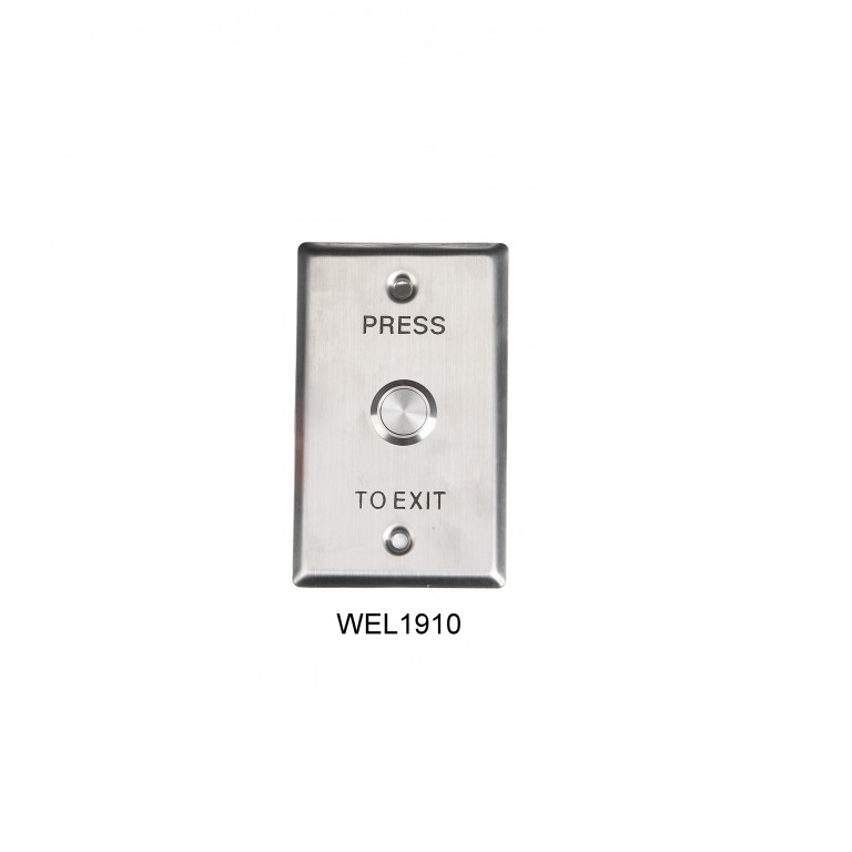 DFM StainlessSteel Exit Button no LED IP65 fly leads W70 x H115 x D32mm