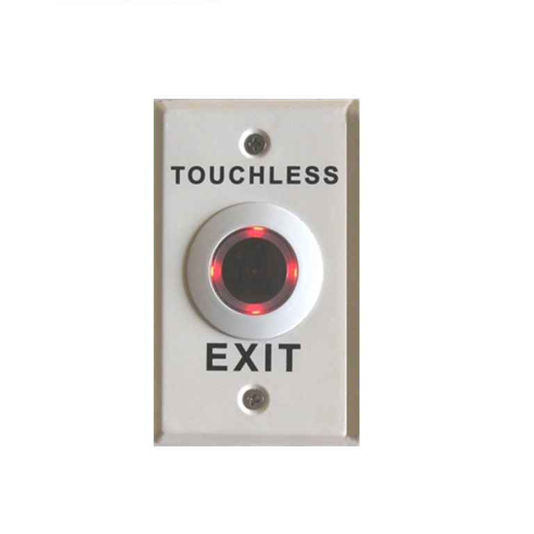 DFM Plastic Touchless Exit Button dual LED IP67 fly leads W70 x H115 x D26mm